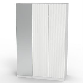 Three-Door Wardrobe Neroli, Mirror/Simple Grooves, White