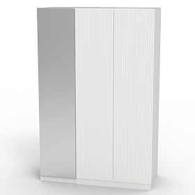 Three-Door Wardrobe Neroli, Mirror/Simple Grooves, White