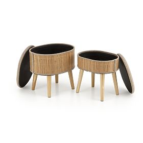 TICO Set of 2 Stools with Storage, Beige