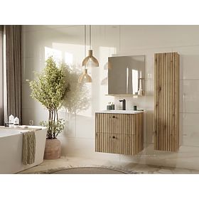 UNDER-SINK CABINET TIGO 60 2S OAK EVOKE 2 DRAWERS GROOVED FRONT PANEL WALL-MOUNTED