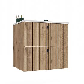 UNDER-SINK CABINET TIGO 60 2S OAK EVOKE GROOVED FRONT PANEL + SINK