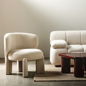 Upholstered Armchair Elaine Beige, Boucle, Rounded Shapes, lectus