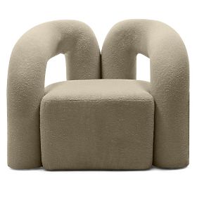 Upholstered Armchair Merry Brown, Boucle, Rounded Shapes, lectus