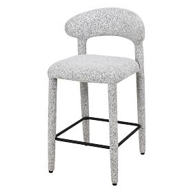 Upholstered Bar Stool Hiroki, Beige-Grey Melange