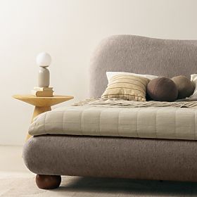 Upholstered Bed Bowee 160x200 cm, with Slats, Gray, Ball Legs, lectus