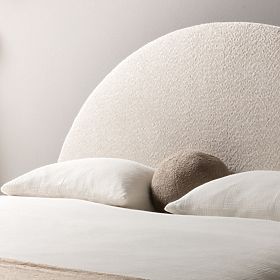 Upholstered Bed Orbi 160x200 cm, with Slatted Base and Storage, Rounded, Beige