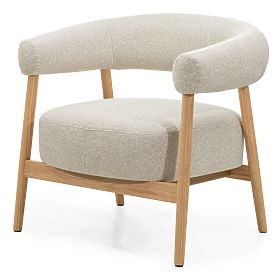 Upholstered Chair/Armchair Montepulciano, Light Beige/Oak Wood, Rounded, lectus