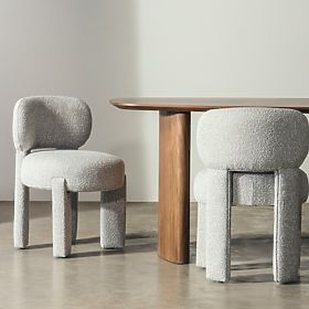 Upholstered Chair Falone Gray, Boucle, Rounded Shapes, lectus