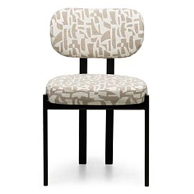Upholstered Chair Flare, Beige-Cream/Black Legs