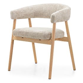 Upholstered Chair Giovani, Beige/Oak Wood, Rounded, lectus