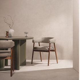 Upholstered Chair Giovani, Light Brown/Oak Wood, Rounded, lectus