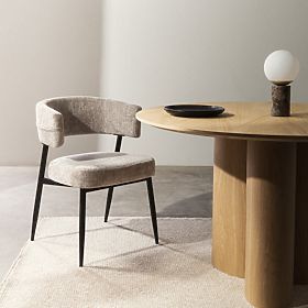 Upholstered Chair Rosario Beige/Black Legs