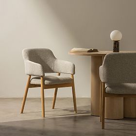 Upholstered Chair Sanremo Light Gray, Boucle/Oak, lectus