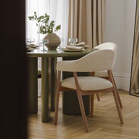 Upholstered Chair Sorrento, Beige, Boucle/Light Walnut, lectus