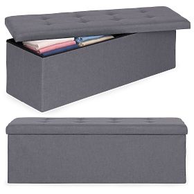 Upholstered Ottoman 111x38 cm with Storage Dark Gray ModernHome, MODERNHOME