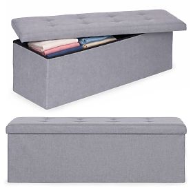 Upholstered Ottoman 111x38 cm with Storage Space Light Gray ModernHome, MODERNHOME