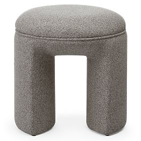 Upholstered Pouf Cove, Rounded, Light Brown