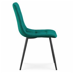 Upholstered Velour Chair with Stitching Bottle Green NERO Black Legs