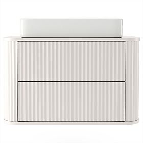 Vanity Cabinet for Countertop Nuvia 80 cm, Cashmere, Rounded, Grooved