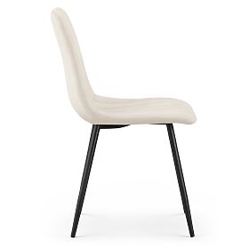 Velvet Upholstered Chair with Stitching Beige LIVO Black Legs