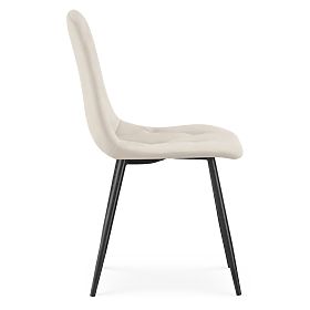Velvet Upholstered Quilted Chair Beige MILO Black Legs