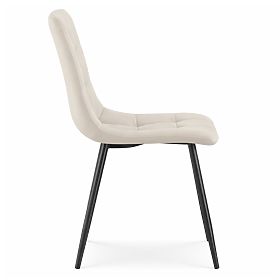 Velvet Upholstered Quilted Chair Beige NERO Black Legs