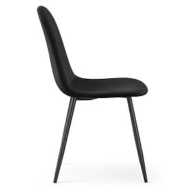 Velvet Upholstered Quilted Chair Black LUMO Black Legs