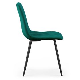 Velvet Upholstered Quilted Chair Bottle Green LIVO Black Legs