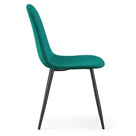 Velvet Upholstered Quilted Chair Bottle Green LUMO Black Legs