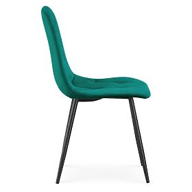 Velvet Upholstered Quilted Chair Bottle Green MILO Black Legs