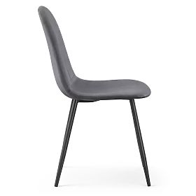 Velvet Upholstered Quilted Chair Dark Graphite LUMO Black Legs