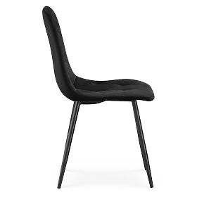 Velvet Upholstered Quilted Chairs Black MILO Black Legs