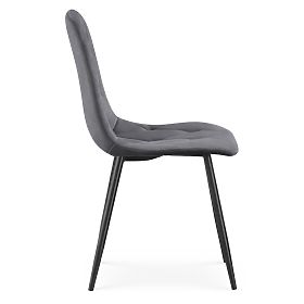 Velvet Upholstered Quilted Chairs Dark Graphite MILO Black Legs