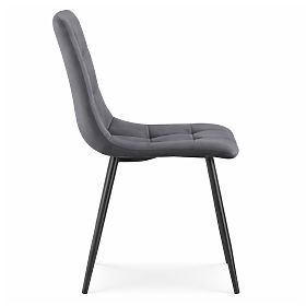 Velvet Upholstered Quilted Chairs Dark Graphite NERO Black Legs