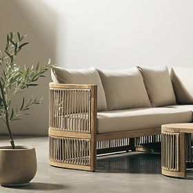 Vetralla Garden Corner Set with Table, Wicker, FSC Acacia Wood, Teak Look, Light Beige