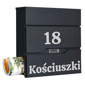 Vidar Black Letter Mailbox with Inscriptions