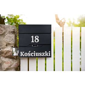 Vidar Black Letter Mailbox with Inscriptions