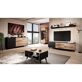 Wall Shelf RANDOM P-2 - Wotan Oak/Black, Halmar