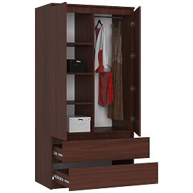 WARDROBE S 90 cm 2 DOORS 2 DRAWERS PK WENGE