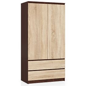 WARDROBE S 90 cm 2 DOORS 2 DRAWERS PK WENGE / SONOMA
