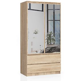 WARDROBE S90 2D 2SZ 2 MIRROR CLP PK SONOMA