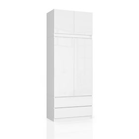 WARDROBE WITH EXTENSION S90 2D 2SZ CLP PK WHITE GLOSS