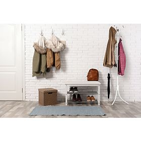White Clothing Rack with 16 Hooks