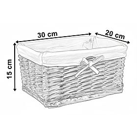 Wicker Basket 30x20x15 cm - White-Grey