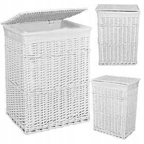 Wicker Basket 72L 40x30x60 cm White