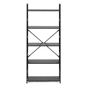 Wide Wooden Shelf Modern LOFT 5 Shelves Black, MODERNHOME