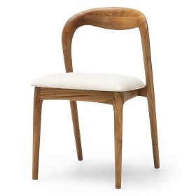 Wooden Chair Harper, Rounded, Natural/Light Beige