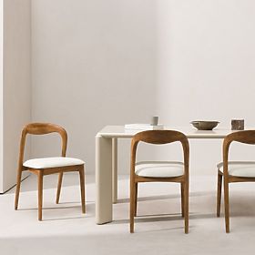 Wooden Chair Harper, Rounded, Natural/Light Beige