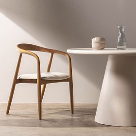 Wooden Chair Ludvika, Rounded, Natural/Cream