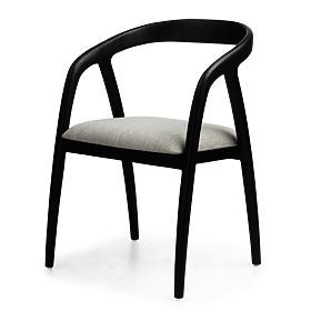 Wooden Chair Sande Rounded, Black/Light Beige, Teak Wood